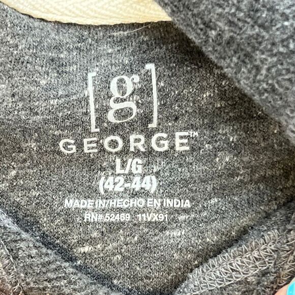George Hoodie Large Heather Gray Drawstring Pullover Soft Cozy Casual Jumper - Picture 7 of 8